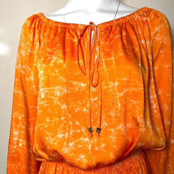 Michael Kors long sleeve michael kors orange Boho top NWT $98 - Picture 4 of 7